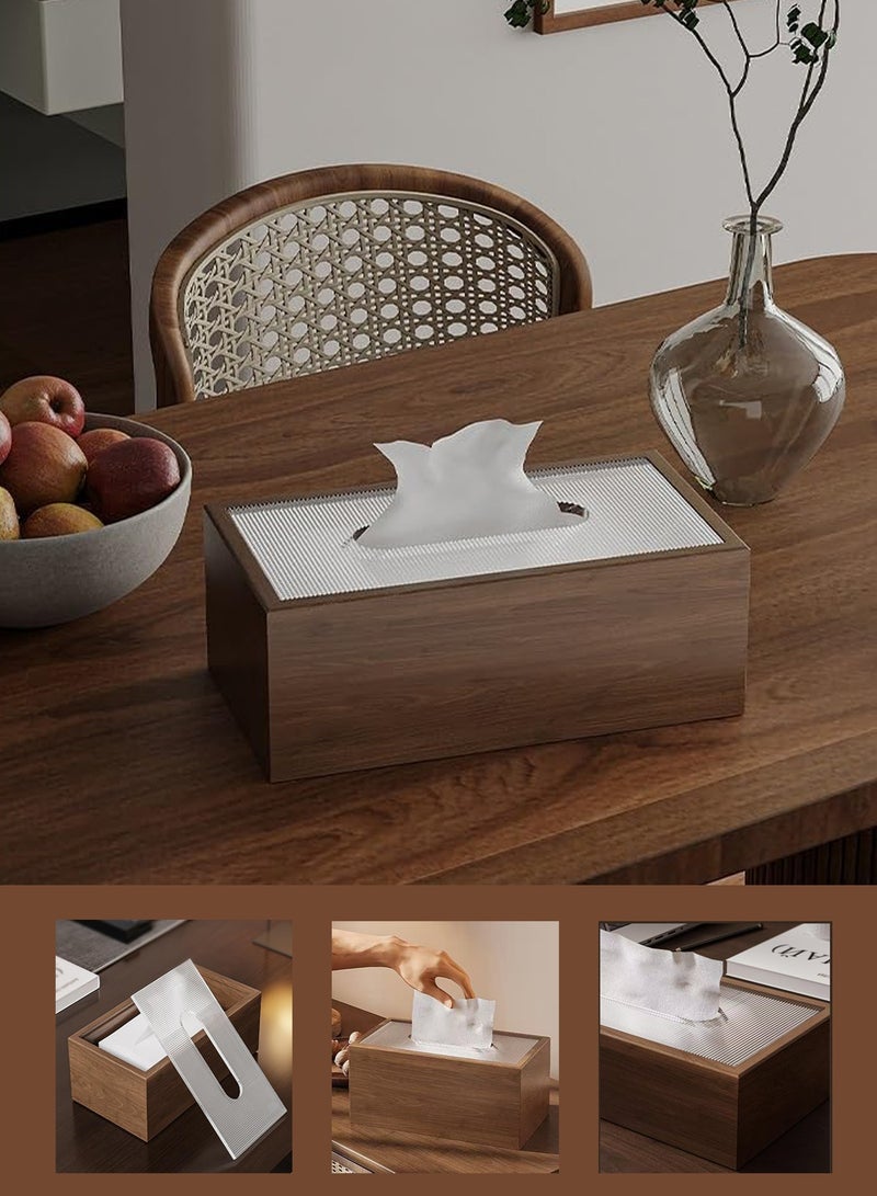 هيروكس حامل مناديل خشبي أنيق على الطراز الكلاسيكي مع غطاء منزلق لديكور سطح المكتب مناسب لطاولات الطعام في غرفة المعيشة - Image 1